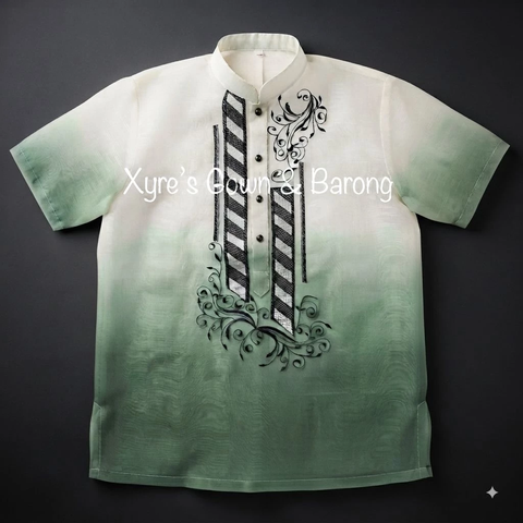 Sage Green Monocromatic Polo Barong with Lining