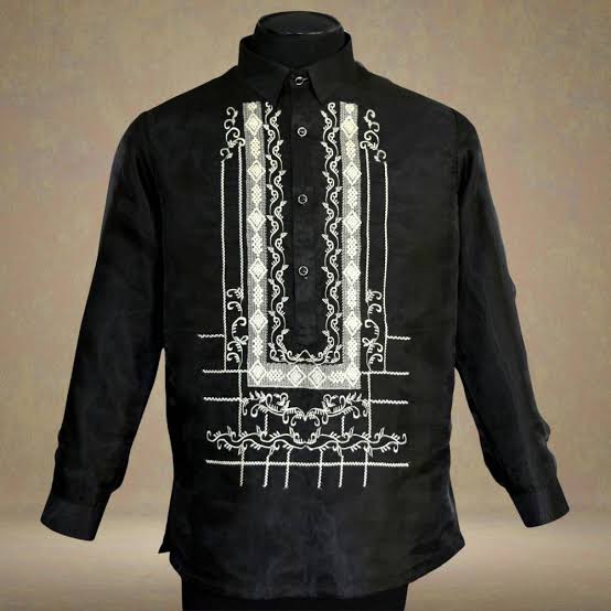 Kids Modern Black-Embroidery Barong